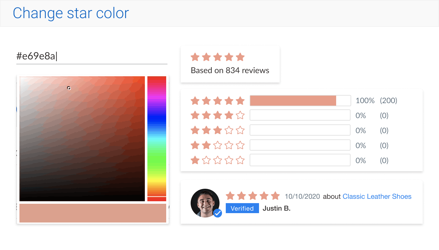 Judge.me Features - Choose the star color