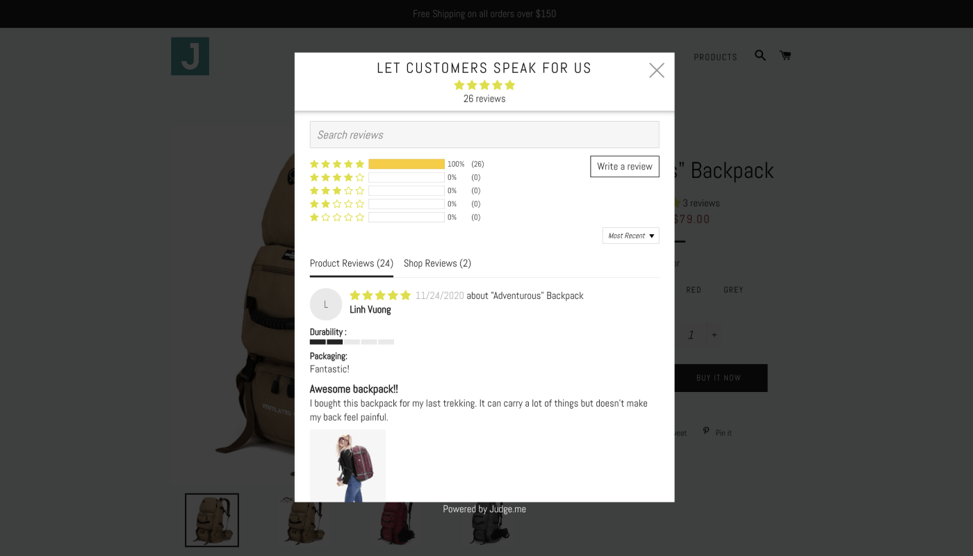 Judge.me Features - Floating Reviews Tab