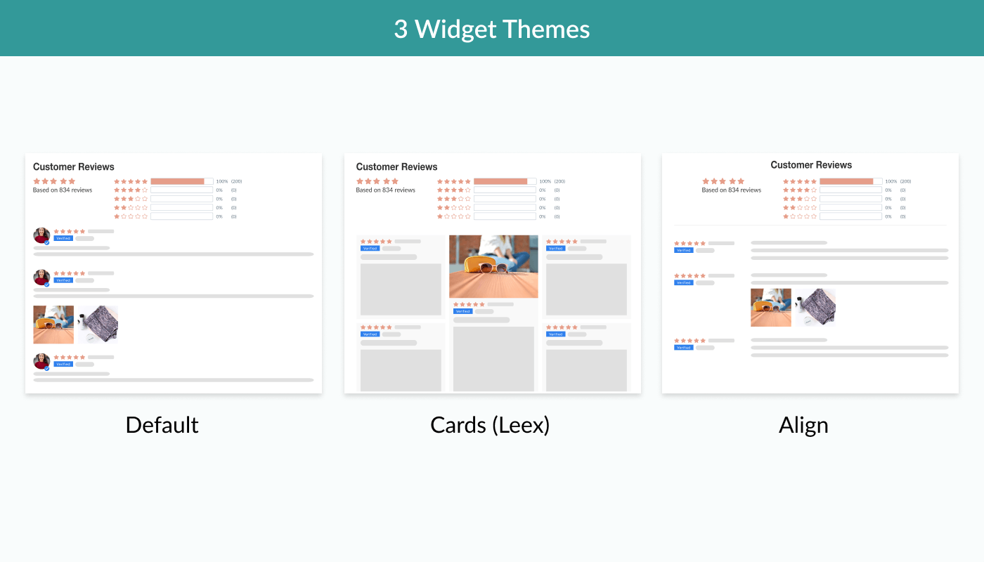 Judge.me Features - Pick from 3 widget themes